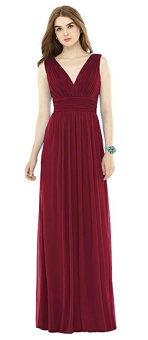 wine red and gold bridesmaid dresses