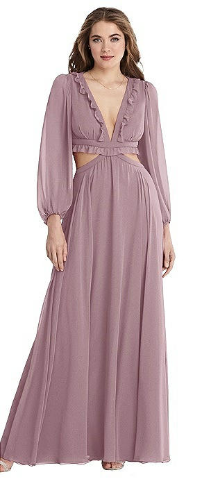 dusty rose bridesmaid dresses with sleeves