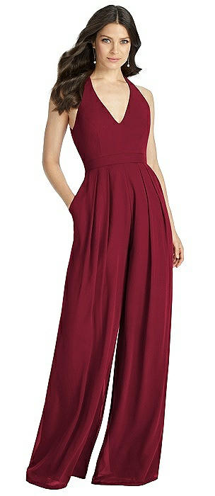 red bridesmaid jumpsuit