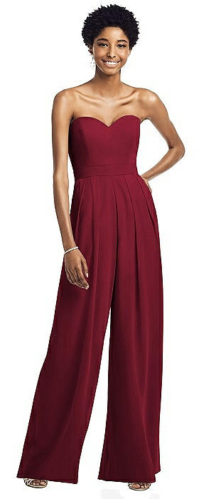 red bridesmaid jumpsuit