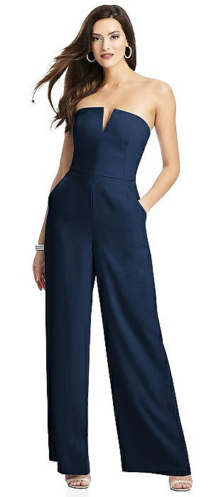 v notch strapless jumpsuit