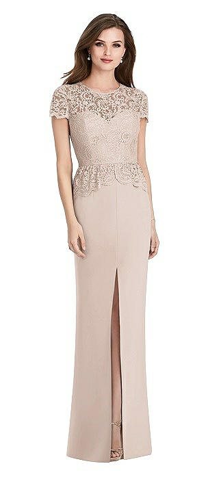 Jenny packham lace & crepe sales sheath gown