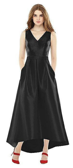 high low black bridesmaid dresses